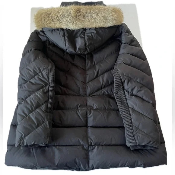 Michael Kors Women Down Coat Puffer Faux Fur Trim Hooded Plus 1X Black Gold - Picture 5 of 11